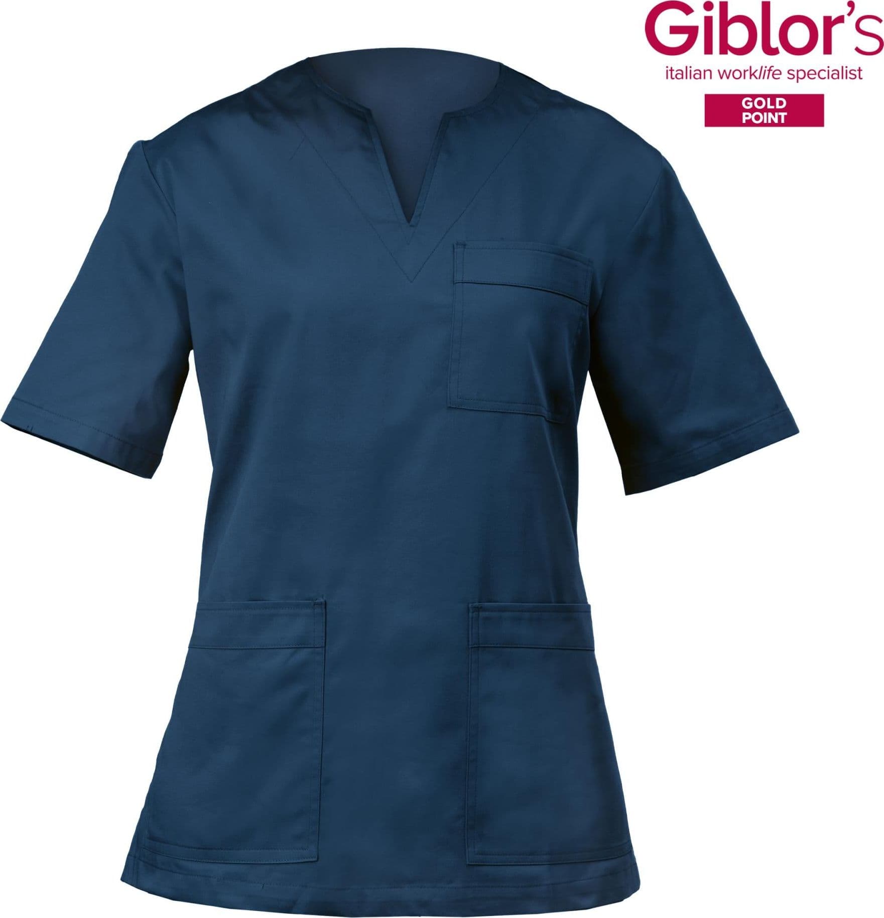 Casacca Margherita Donna Blu Manica Corta Tessuto Satin Dottoressa Farmacista Dentista Infermiera in Uniformi sanitarie - giacche Dresswork - Como, commercioVirtuoso.it