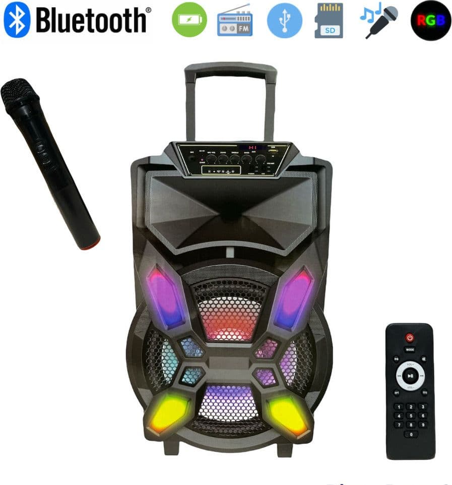 CASSA-PORTATILE-Ricaricabile-TROLLEY-AMPLIFICATA-2000-Watt-BLUETOOTH-RADIO-USB