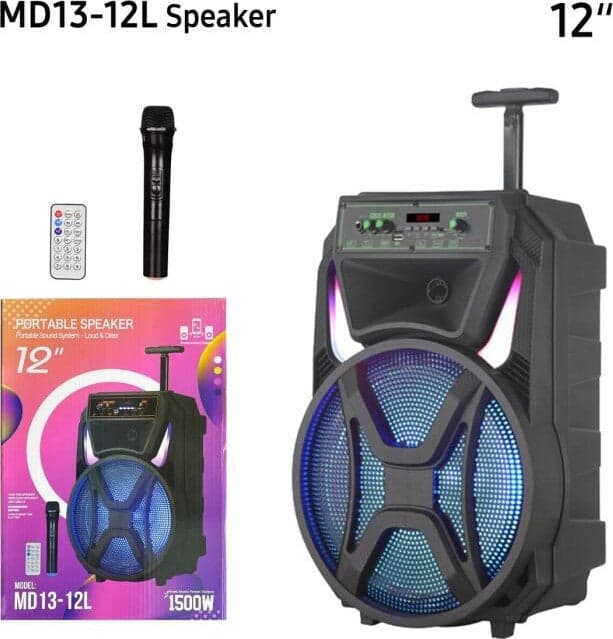 CASSA-PORTATILE-TROLLEY-1500W-MD13-12L-BLUETOOTH-KARAOKE-CON-MICROFONO-E-TELECOMANDO
