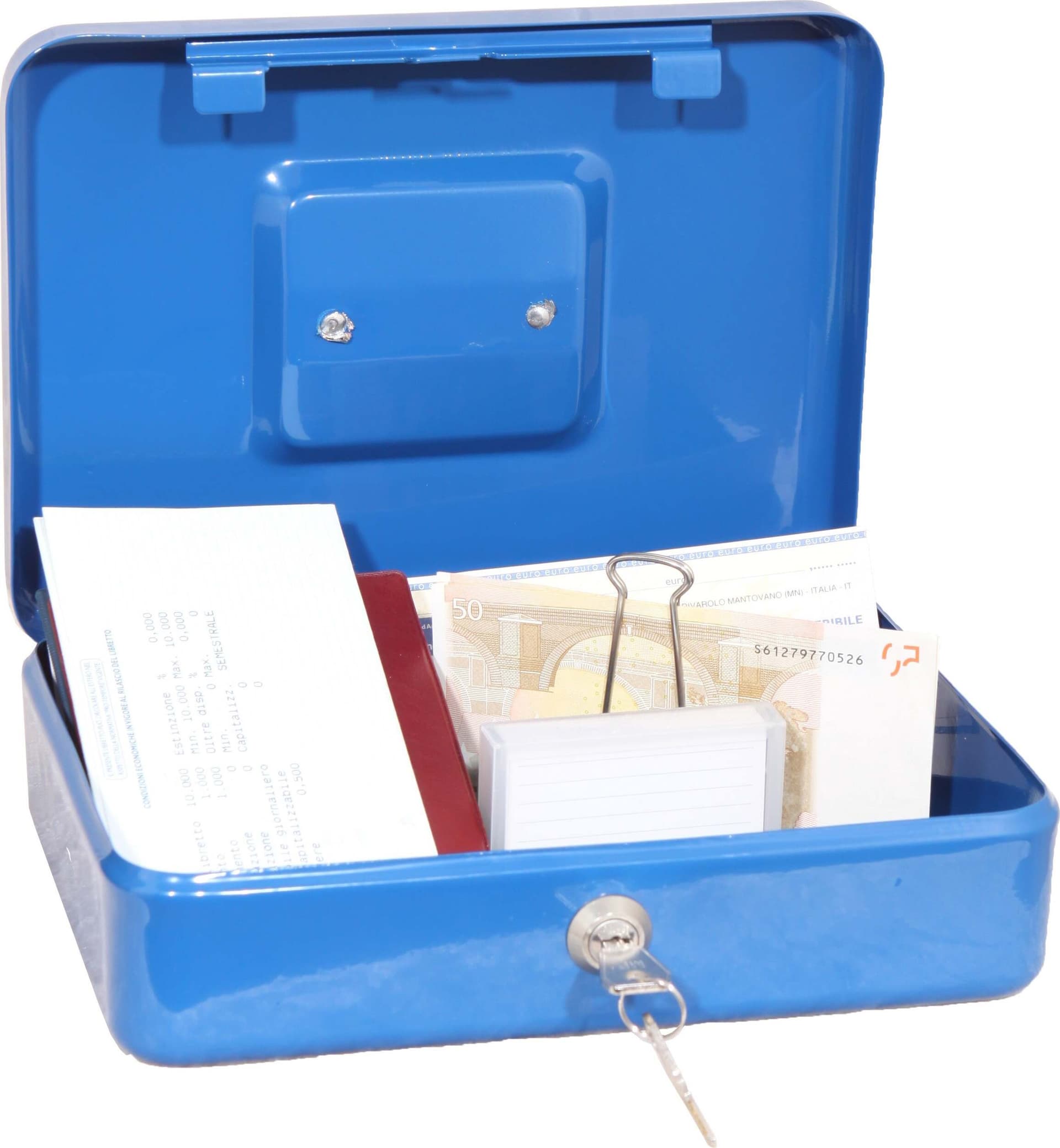 Cassetta Portavalori in Acciaio Blu 30x24x9 Cm Cassetta Di Sicurezza Portavalori Senza Scomparto Con Serratura a Scatto 1 Mandata Cancelleria e prodotti per ufficio/Archivio ufficio e accessori per scrivania/Casseforti portamonete e contabanconote/Piccole casseforti per contanti e assegni Ferus - Montoro, Commerciovirtuoso.it