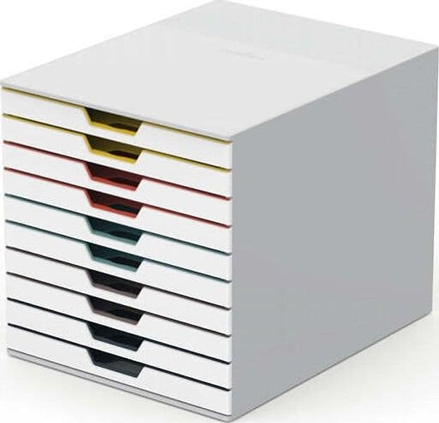 Cassettiera 10 cassetti colorati varicolor - bianco ghiaccio - 2 5cm - Durable Casa e cucina/Arredamento/Studio/Mobiletti e credenze/Cassetti Eurocartuccia - Pavullo, Commerciovirtuoso.it