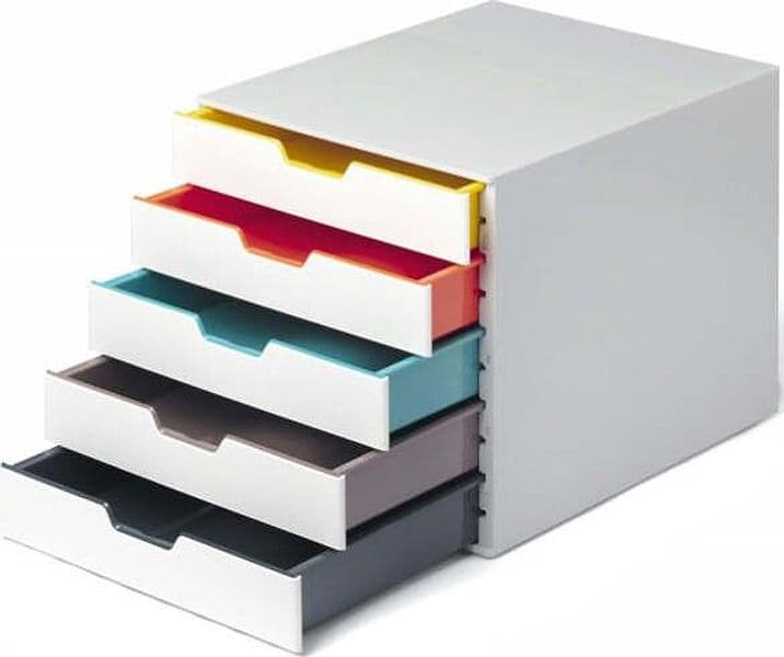 Cassettiera 5 cassetti colorati - bianco ghiaccio - cassetti 5 cm - Durable Casa e cucina/Arredamento/Studio/Mobiletti e credenze/Cassetti Eurocartuccia - Pavullo, Commerciovirtuoso.it