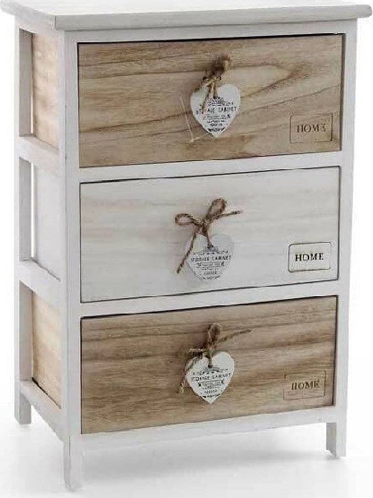 Cassettiera Con 3 Cassetti 58x40x29cm Cuore Bianco Legno Naturale Casa Moderno Casa, arredamento e bricolage > Arredamento > Mobili e Accessori Trade Shop italia - Napoli, Commerciovirtuoso.it