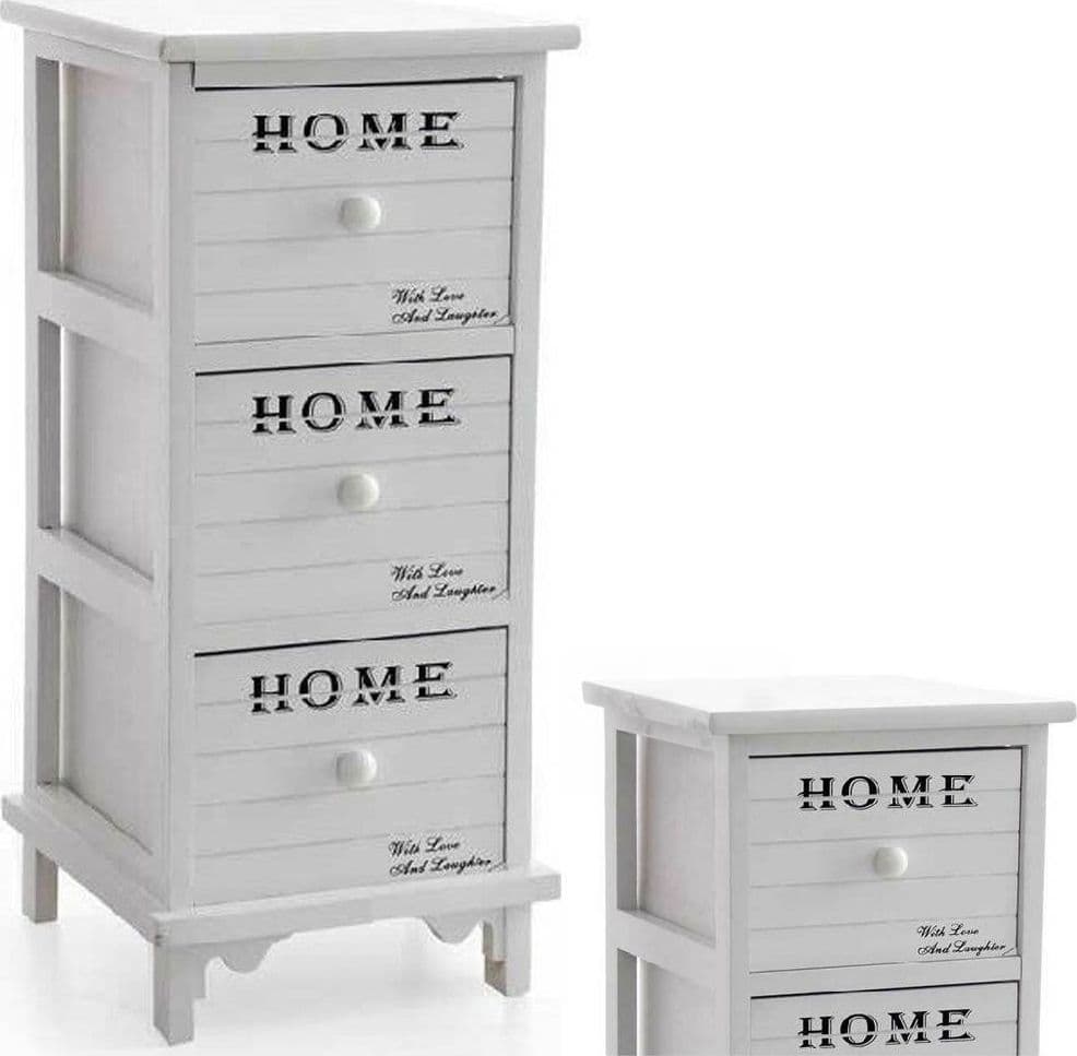 Cassettiera Con 3 Cassetti H62 26x32cm Decorazione Home Bianca Legno Moderno Casa e cucina/Organizzazione interni/Porta oggetti cassetti e scaffali/Cassettiere Trade Shop italia - Napoli, Commerciovirtuoso.it