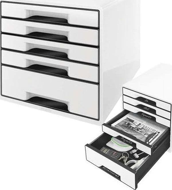 Cassettiera Drawer Cabinet Cube 5 - 28 7x27x36 3 cm - bianco - Leitz Casa e cucina/Arredamento/Studio/Mobiletti e credenze/Cassetti Eurocartuccia - Pavullo, Commerciovirtuoso.it