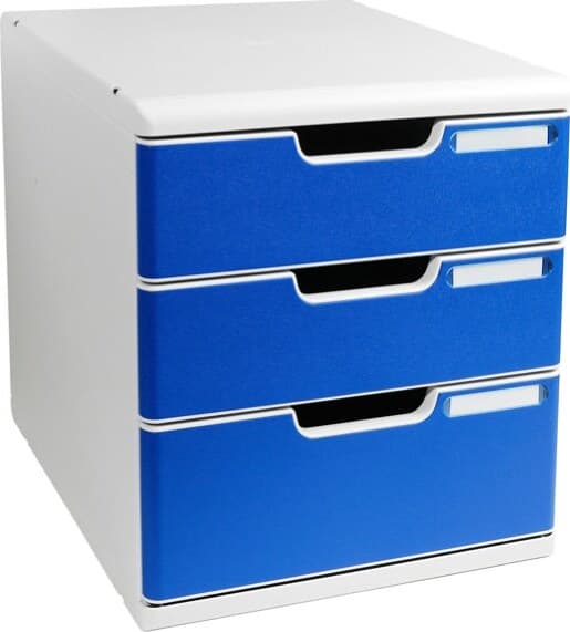 Cassettiera Modulo A4 - 28 8 x 32 x 35 cm - 3 cassetti - grigio-blu - Exacompta Casa e cucina/Arredamento/Studio/Mobiletti e credenze/Cassetti Eurocartuccia - Pavullo, Commerciovirtuoso.it
