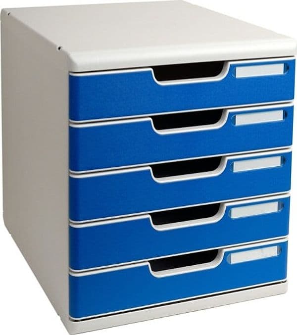 Cassettiera Modulo A4 - 28 8 x 32 x 35 cm - 5 cassetti - grigio-blu - Exacompta Casa e cucina/Arredamento/Studio/Mobiletti e credenze/Cassetti Eurocartuccia - Pavullo, Commerciovirtuoso.it