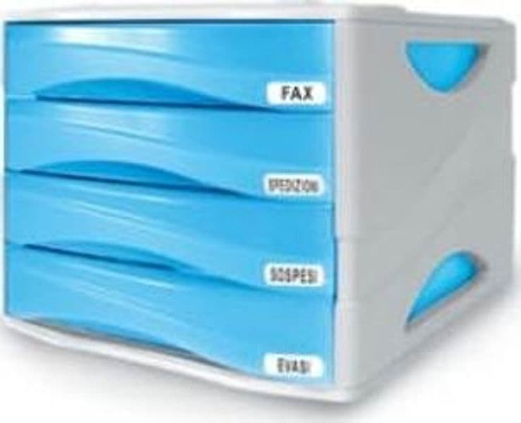 Cassettiera Smile - 29x38x25 5 cm - 4 cassetti da 5 cm - grigio-azzurro trasparente - Arda Casa e cucina/Arredamento/Studio/Mobiletti e credenze/Cassetti Eurocartuccia - Pavullo, Commerciovirtuoso.it