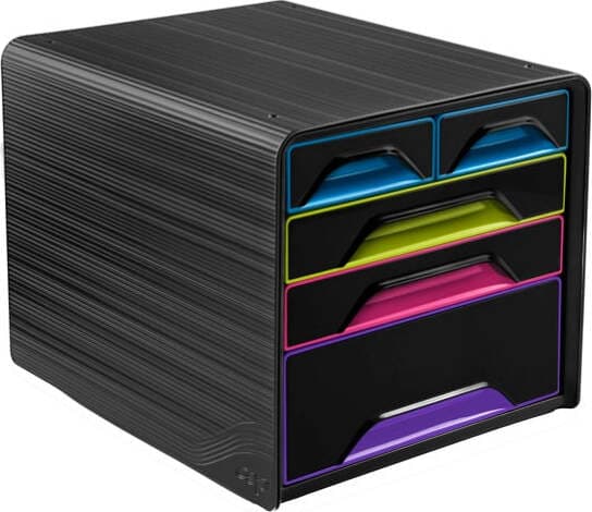 Cassettiera Smoove - 36x28 8x27 cm - 5 cassetti misti - nero-multicolore - Cep Casa e cucina/Arredamento/Studio/Mobiletti e credenze/Cassetti Eurocartuccia - Pavullo, Commerciovirtuoso.it