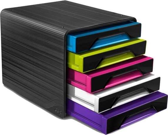 Cassettiera Smoove - 36x28 8x27 cm - 5 cassetti standard - nero-multicolore - Cep Casa e cucina/Arredamento/Studio/Mobiletti e credenze/Cassetti Eurocartuccia - Pavullo, Commerciovirtuoso.it