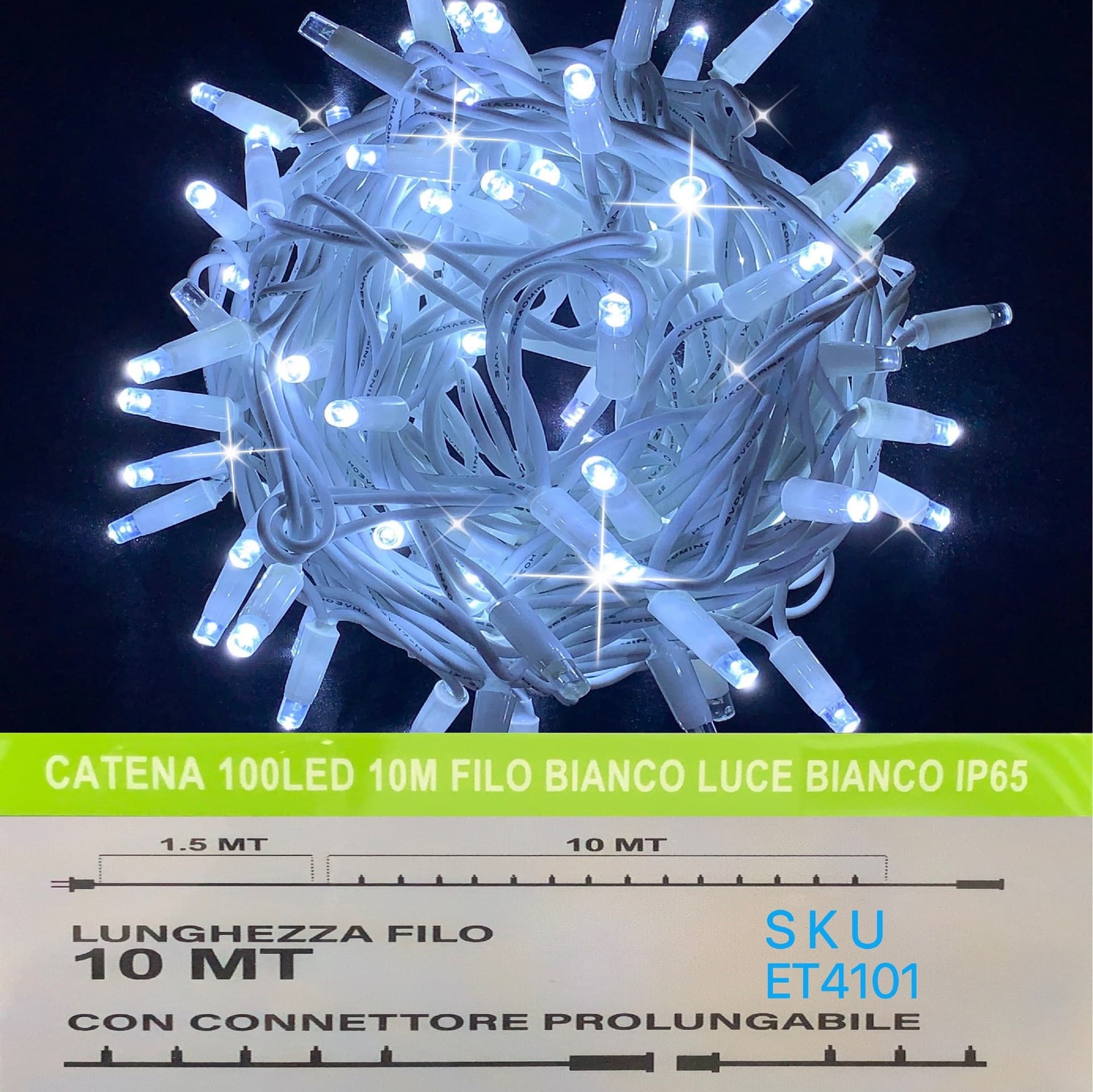 catena luminosa 100 led 10 metri filo bianco luce bianco ip65 /ET4101 Casa e cucina/Decorazioni per interni/Addobbi e decorazioni per ricorrenze/Decorazioni natalizie/Luci natalizie/Catene luminose per interni Zencoccostore - Formia, Commerciovirtuoso.it