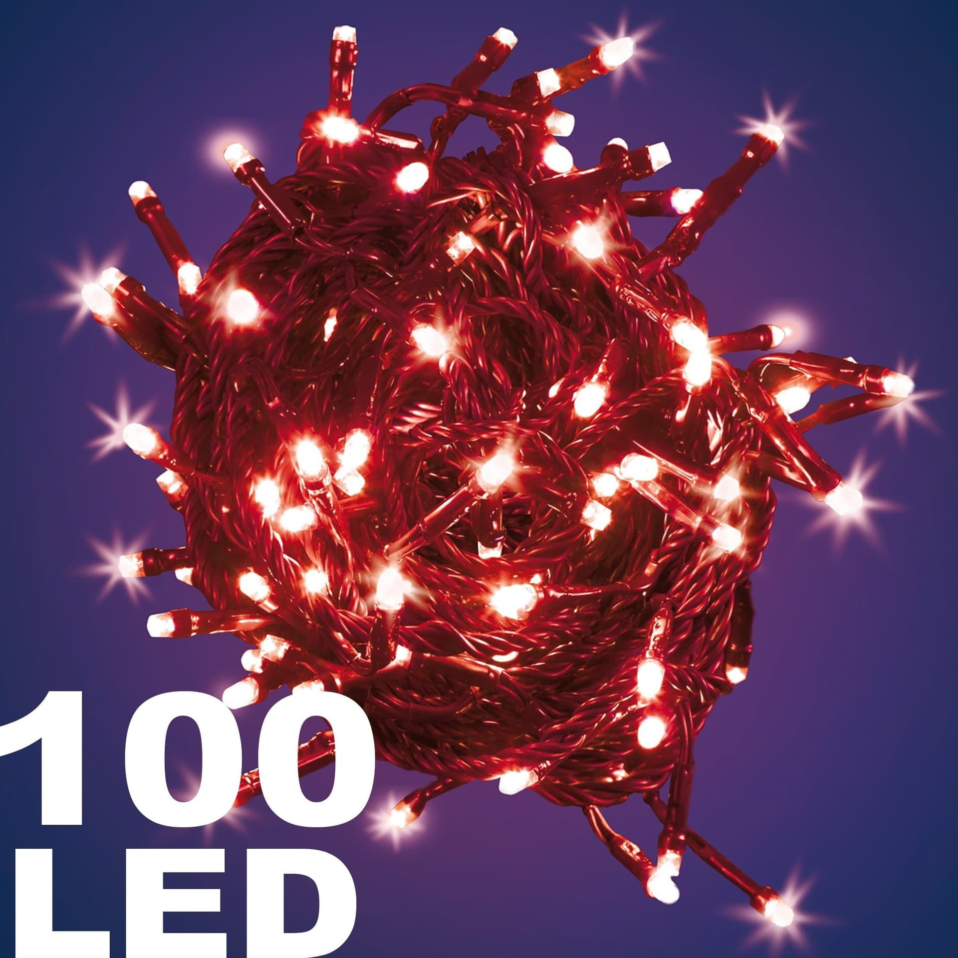 CATENA LUMINOSA 100 LUCI LED LUCCIOLE LUCE ROSSA ROSSO CON CONTROLLER 8 FUNZIONI
