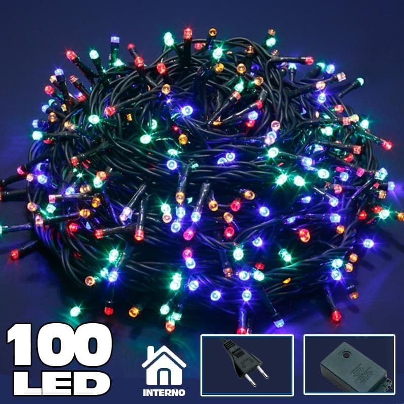 Catena Luminosa 100 Luci Led Lucciole Multicolor Con Controller 8 Funzioni Illuminazione/Illuminazione per esterni/Catene luminose Trade Shop italia - Napoli, Commerciovirtuoso.it