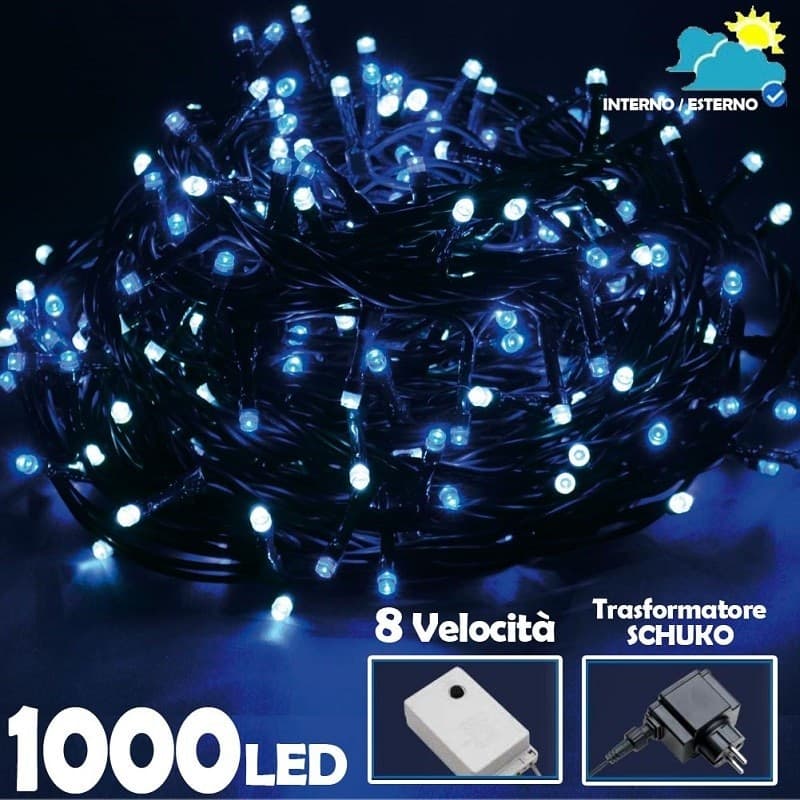 Catena Luminosa 1000 Luci Led Albero Natale Lucciole Bianco Freddo Blu Esterno in Catene luminose Trade Shop italia - Napoli, commercioVirtuoso.it