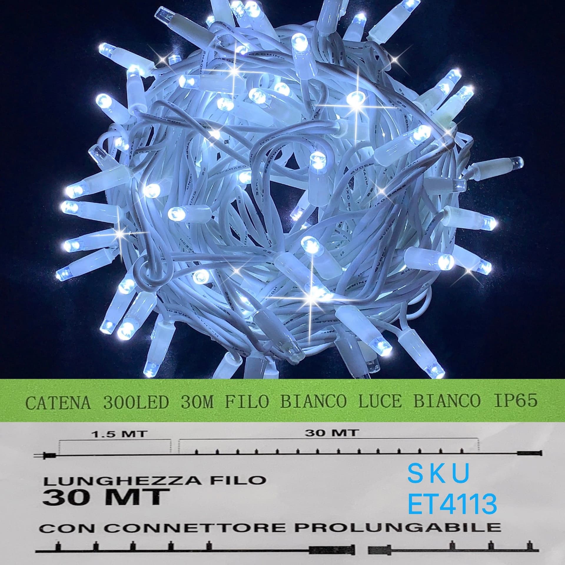 catena luminosa 300 led 30 metri filo bianco luce bianco ip65 /ET4113 Casa e cucina/Decorazioni per interni/Addobbi e decorazioni per ricorrenze/Decorazioni natalizie/Luci natalizie/Catene luminose per interni Zencoccostore - Formia, Commerciovirtuoso.it