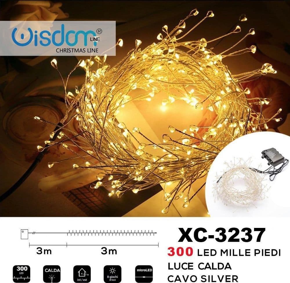 Catena Luminosa 300 Led Mille Piedi Effetto Ramo Luce Calda A Batteria Xc-3237 Illuminazione/Illuminazione per esterni/Catene luminose Trade Shop italia - Napoli, Commerciovirtuoso.it