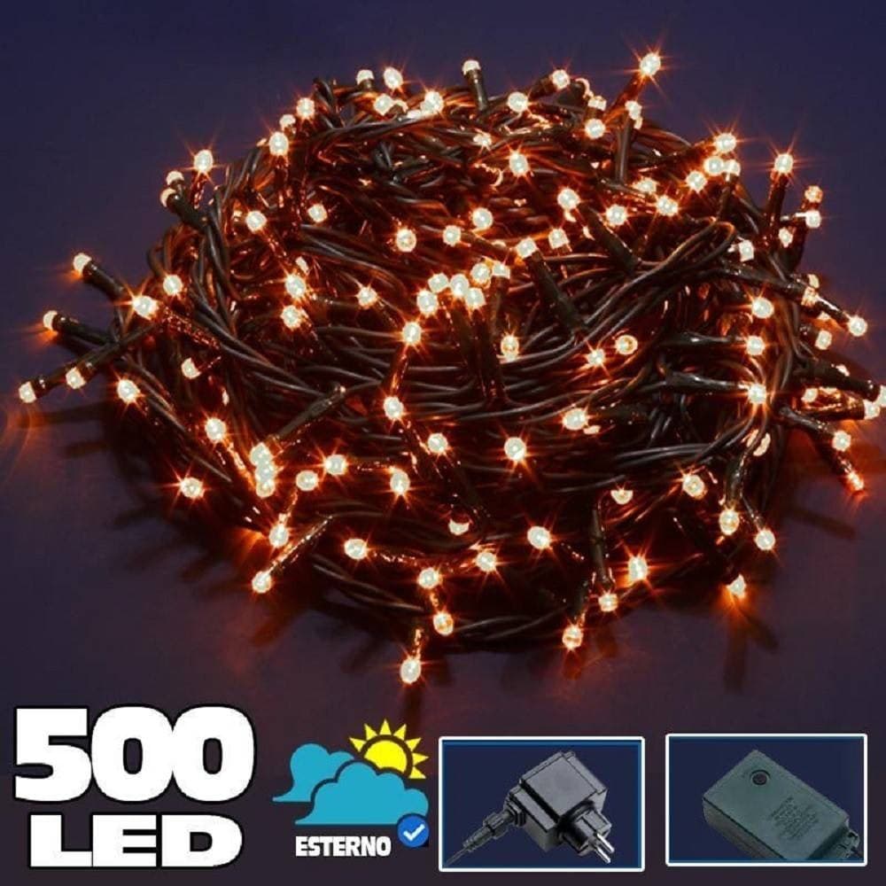 Catena-Luminosa-500-Luci-Led-Lucciole-Bianco-Caldo-Controller-8-Funzioni-Esterno