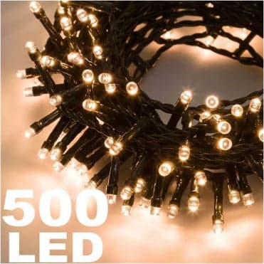 Catena-Luminosa-500-Luci-Led-MiniLucciole-Colore-Bianco-Caldo-Con-Controller-8-giochi-36mt