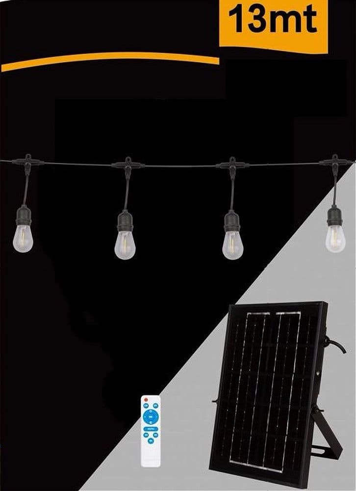 CATENA LUMINOSA CON PANNELLO SOLARE 10 LAMPADINE E27 IMPERMEABILE IP65 S20A-10M in Catene luminose Trade Shop italia - Napoli, commercioVirtuoso.it
