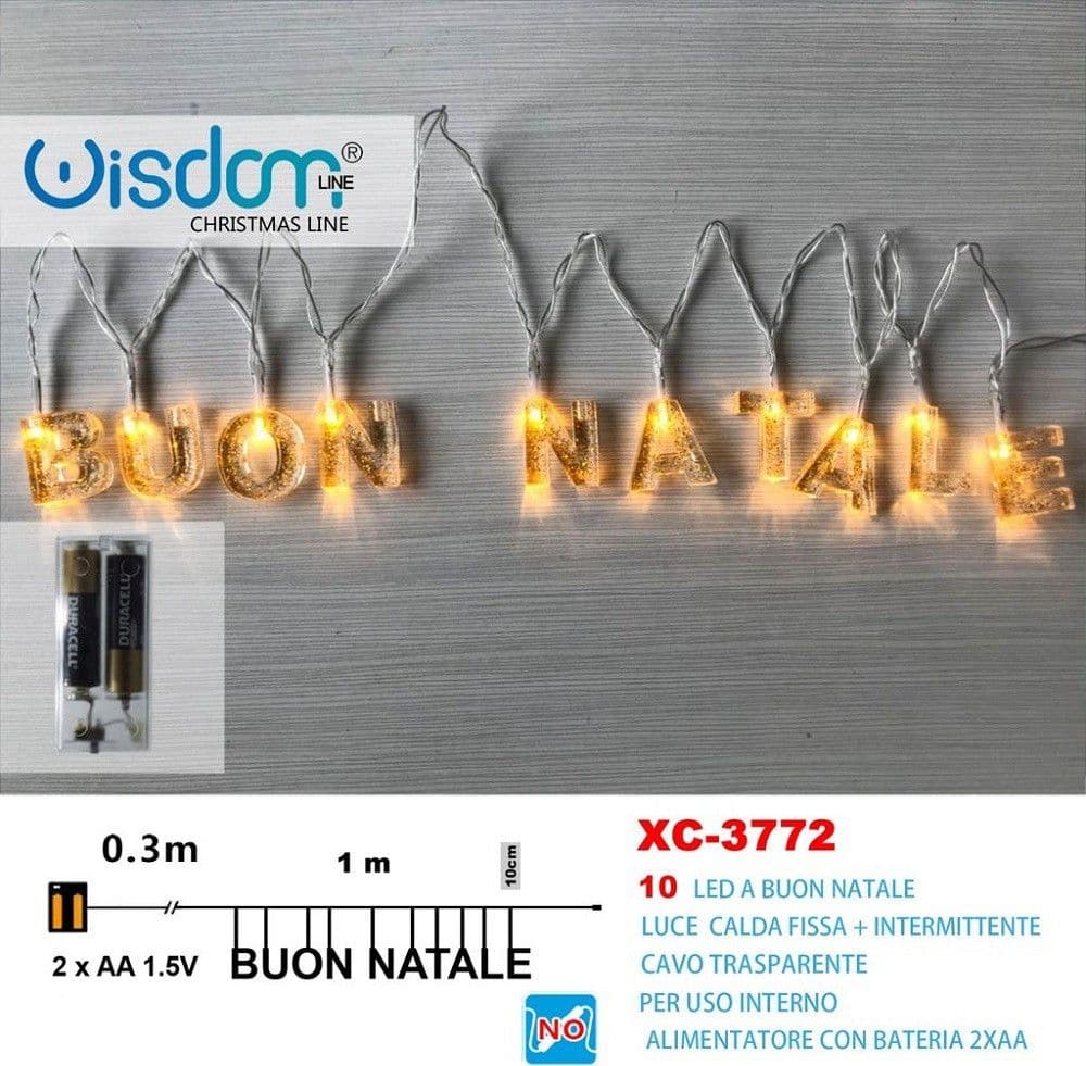 Catena Luminosa Con Scritta Buon Natale 10 Led A Batteria Luce Calda Xc-3772 Casa e cucina/Decorazioni per interni/Addobbi e decorazioni per ricorrenze/Decorazioni natalizie/Luci natalizie/Catene luminose per esterni Trade Shop italia - Napoli, Commerciovirtuoso.it