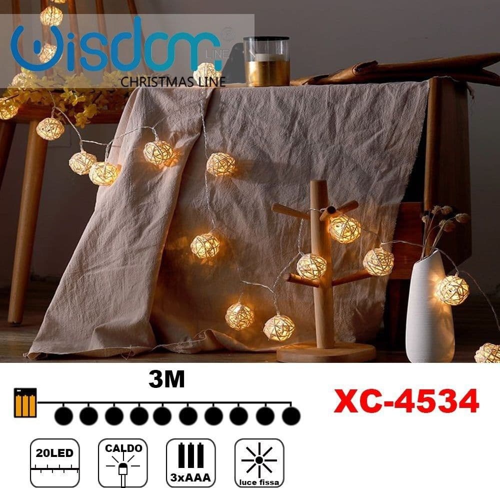 Catena Luminosa Con Sfere 20 Led A Batteria Luce Calda Fissa Decorazioni Xc-4534 Illuminazione/Illuminazione per esterni/Catene luminose Trade Shop italia - Napoli, Commerciovirtuoso.it