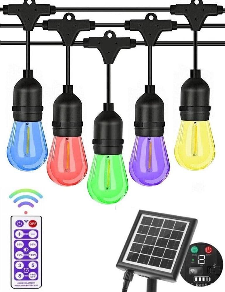CATENA LUMINOSA SOLARE DA ESTERNO GIARDINO 10 MT 10 LAMPADINE LUCE RGB MZ-LXY in Catene luminose Trade Shop italia - Napoli, commercioVirtuoso.it