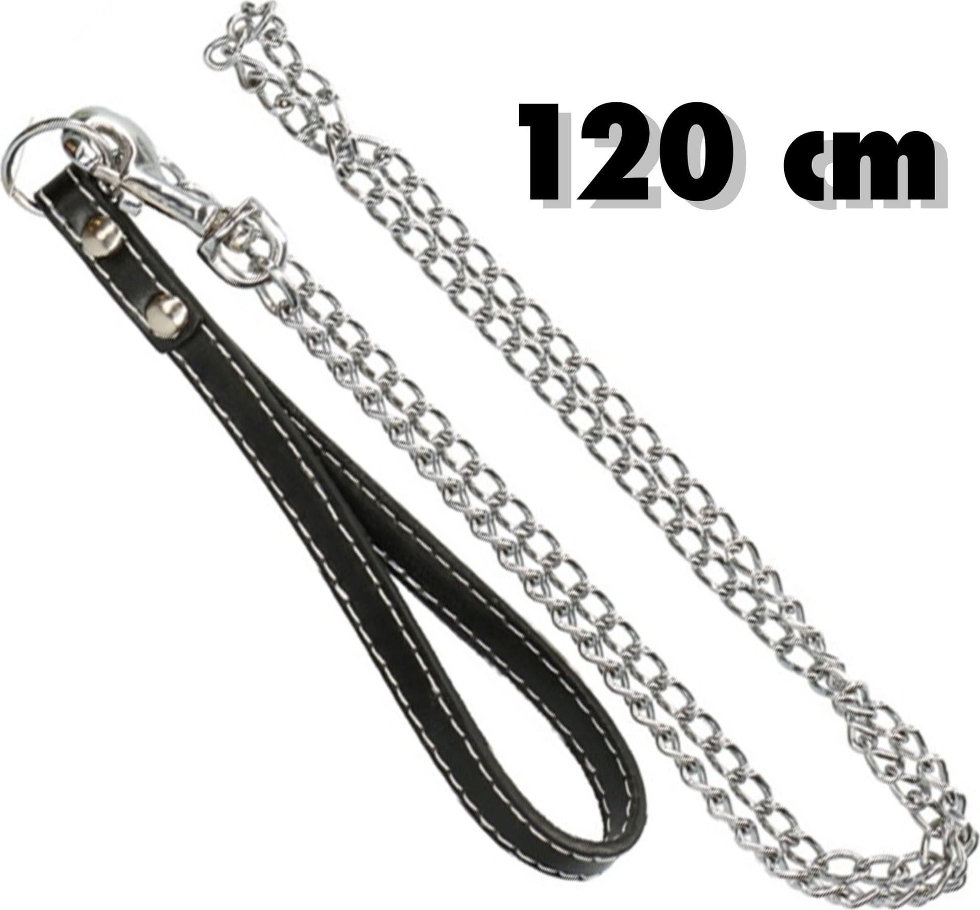 Catena-Per-Cane-Guinzaglio-Cani-120cm-Con-Gancio-Acciaio-E-Maniglia-In-Cuoio