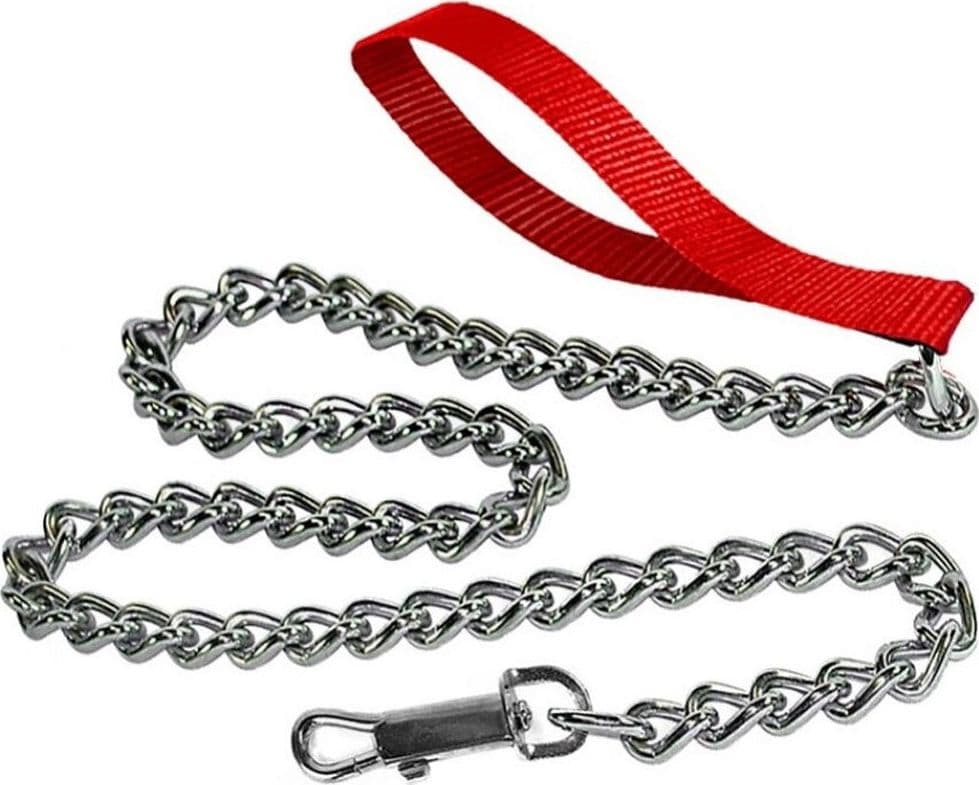 CATENA PER CANE GUINZAGLIO CANI 120X1X1,5CM CON GANCIO ACCIAIO E MANIGLIA NYLON