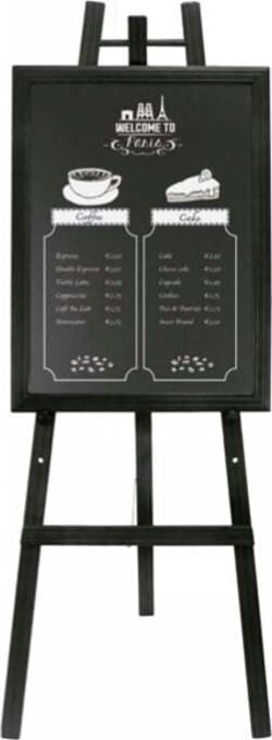 Cavalletto in legno nero - altezza 165 cm - Securit Cancelleria e prodotti per ufficio/Archivio ufficio e accessori per scrivania/Lavagne e bacheche/Lavagne Eurocartuccia - Pavullo, Commerciovirtuoso.it