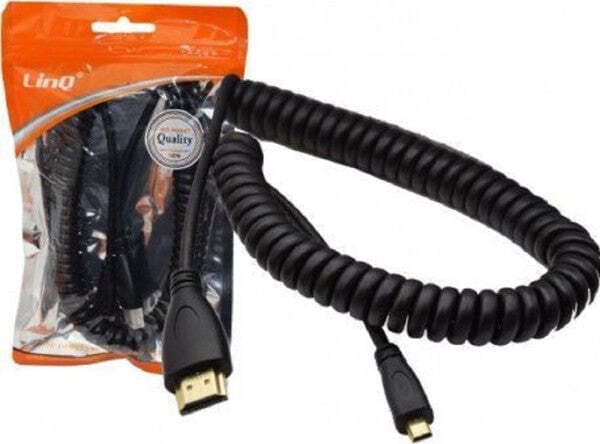 CAVO ADATTATORE A SPIRALE MOLLA DA MICRO HDMI A HDMI LUNGHEZZA 2 METRI HD-C4522
