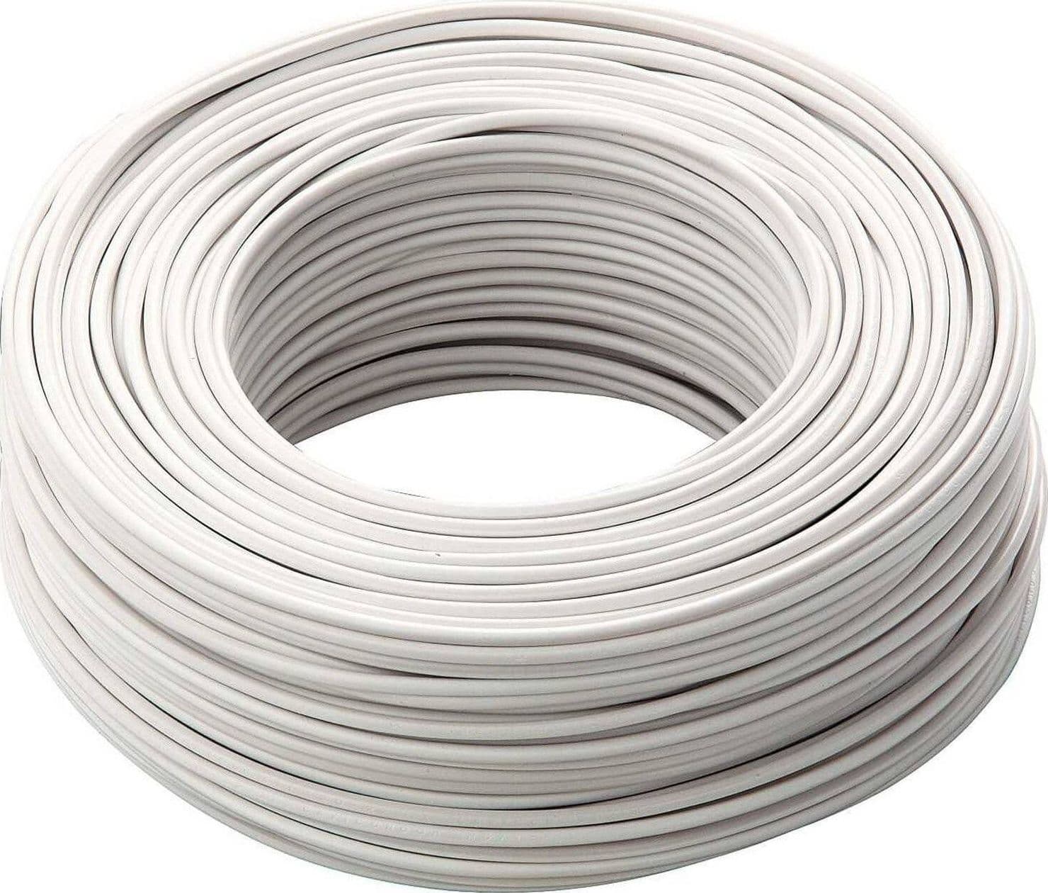 Cavo-Bianco-100-Mt-Isolato-Unipolare-1-X-1,5-M2-Antifiamma-Materiale-Elettrico