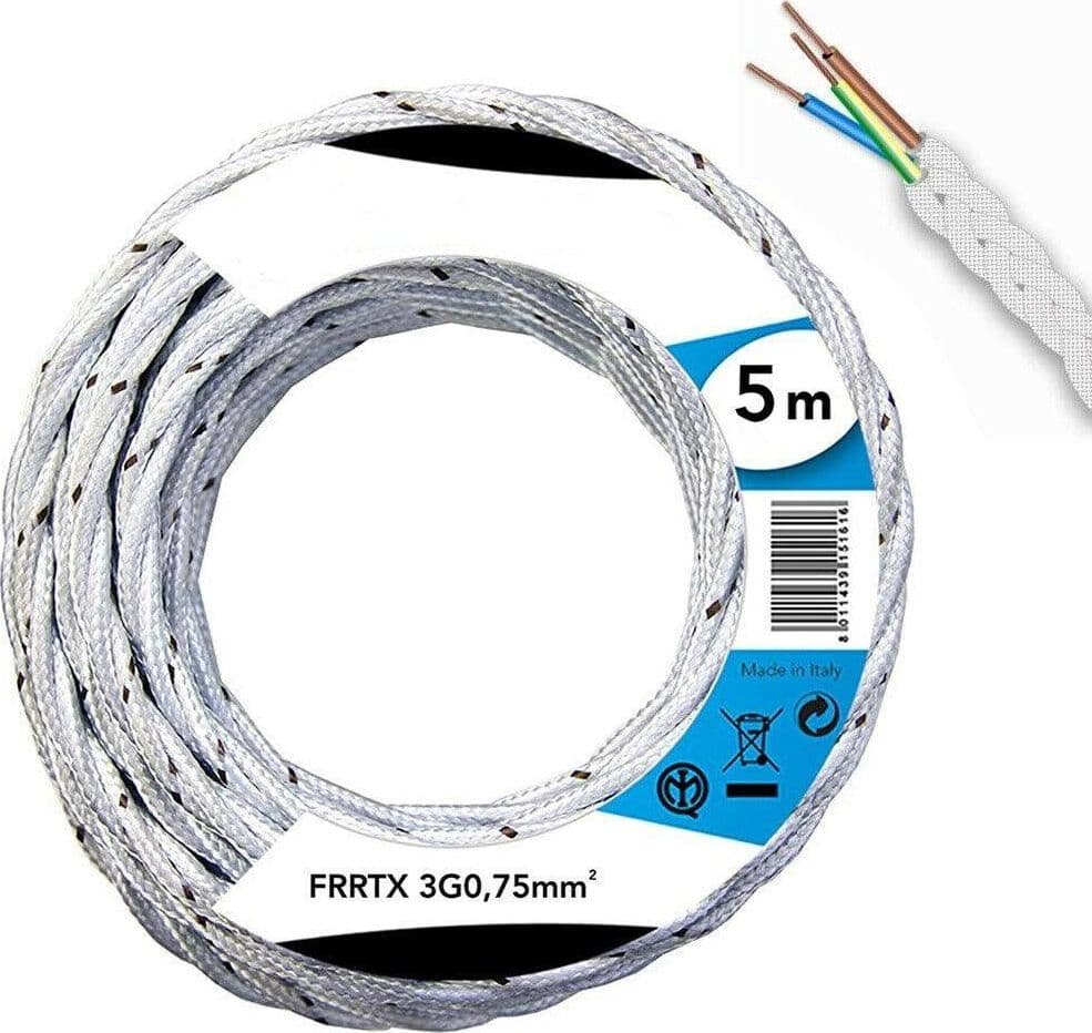 Cavo Elettrico In Tessuto Frrtx 5mt Intrecciato Per Lampada E Lampadario Bianco Casa, arredamento e bricolage > Materiale Elettrico Trade Shop italia - Napoli, Commerciovirtuoso.it