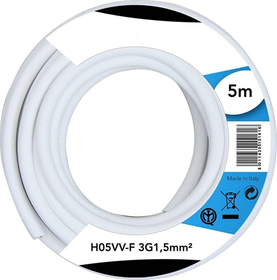 Cavo Elettrico Prolunga 5mt 3g1.5 Mm H05vv-f Matassa Filo Elettrico Bianco Casa, arredamento e bricolage > Materiale Elettrico Trade Shop italia - Napoli, Commerciovirtuoso.it