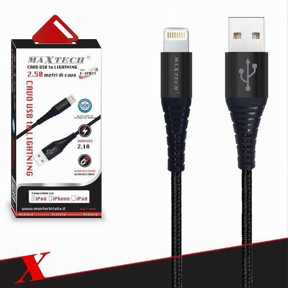 Cavo Usb A Lightning Per Smartphone 2.1a 2.5mt Trasmissione Dati Maxtech F-ip021 Cavi Smartphone Trade Shop italia - Napoli, Commerciovirtuoso.it