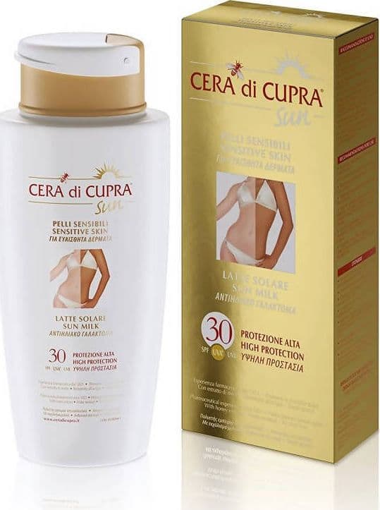 Cera di Cupra Latte Solare SPF 30 Specifico Per Pelli Sensibili Protezione Alta Per Pelli Chiare Stimola e Consente Abbronzatura Uniforme cosmetica SG Store - Nicosia, Commerciovirtuoso.it