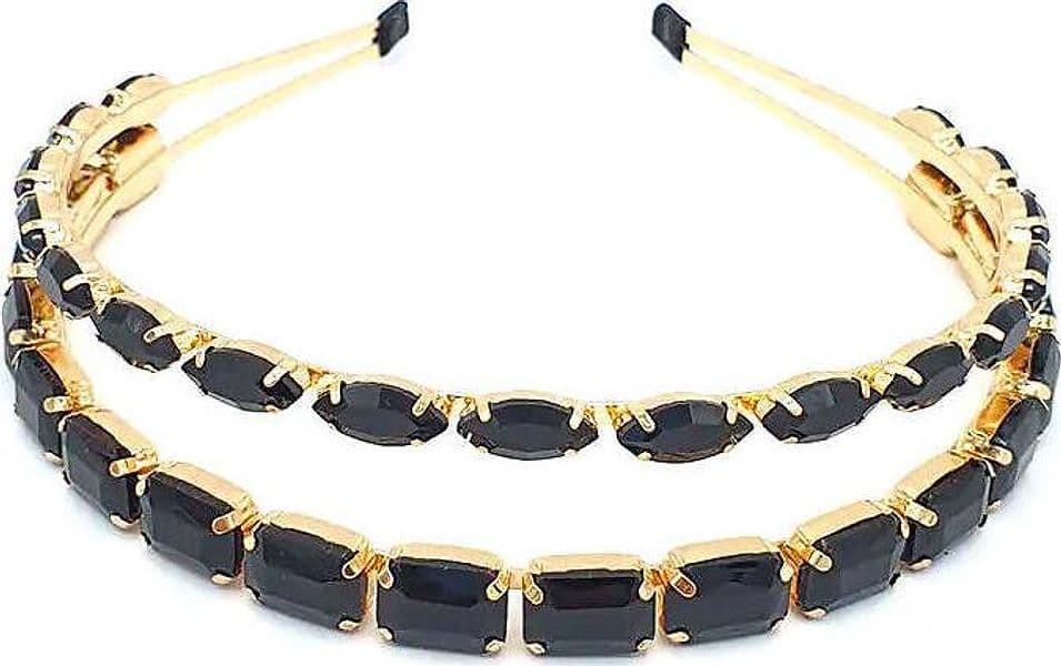 Cerchietto Jewel Donna Cerchiello Gioiello per Capelli in Zamak E Vetro Con Strass Neri Cerchietto Fashion Nickel Free Moda/Donna/Accessori/Cerchietti Leclaf - Napoli, Commerciovirtuoso.it