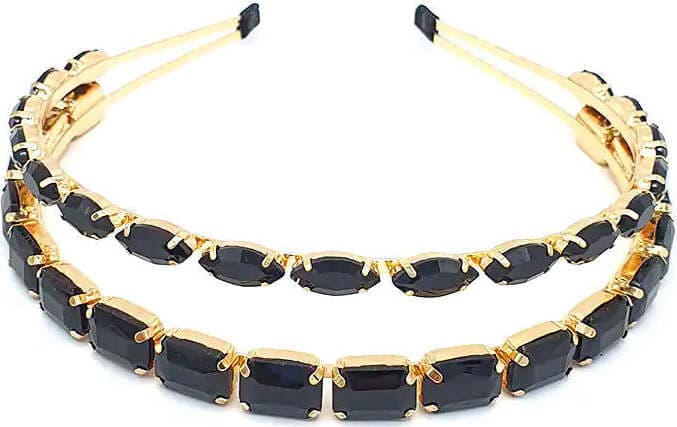 Cerchietto Jewel Donna Cerchiello Gioiello per Capelli in Zamak E Vetro Con Strass Neri Cerchietto Fashion Nickel Free Moda/Donna/Accessori/Cerchietti Leclaf - Napoli, Commerciovirtuoso.it