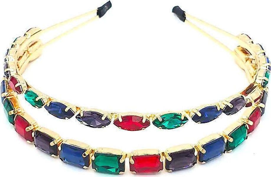 Cerchietto Jewel Donna Gioielli per Capelli Cerchietto Doppio Fashion in Zamak E Vetro Con Strass Multicolor Nickel Free Moda/Donna/Accessori/Cerchietti Leclaf - Napoli, Commerciovirtuoso.it