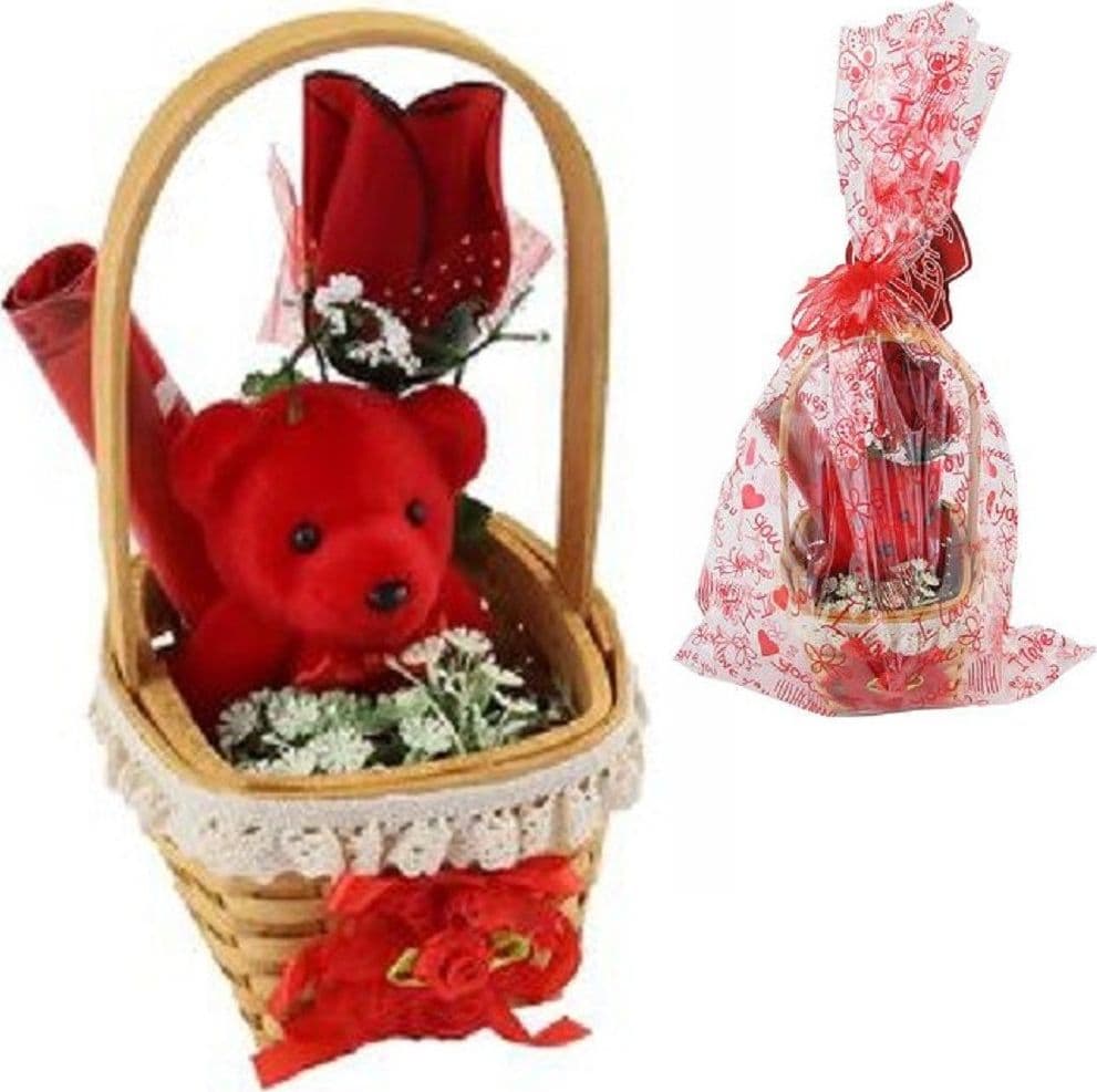 Cesta Con Peluche Orsetto Rosso Idea Regalo San Valentino Fiori Confezione 63294 Giochi e giocattoli/Peluche/Animali di peluche Trade Shop italia - Napoli, Commerciovirtuoso.it