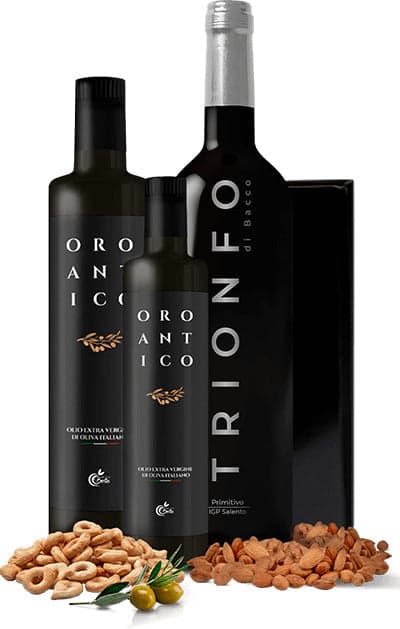 Cesta Regalo Prodotti Tipici 100% Puglia Box Cofanetto Idea Regalo Eccellenze Pugliesi Con Vino Primitivo Igp Salento Olio Evoe Snack Apulian in Cesti regalo misti Frutta Bello - Massafra, commercioVirtuoso.it