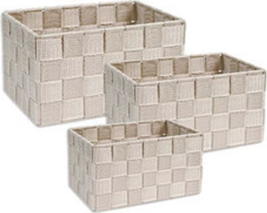 CESTINI TESSUTO 3SCATOLE ORGANIZER PORTAOGGETTI BAGNOSCHIUMA MAKEUP BEIGE CHIARO