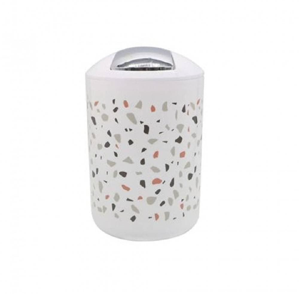 Cestino-Pattumiera-Arredo-Bagno-Graniglia-Bianco-Multicolore-19.5x30.5-Cm-69844