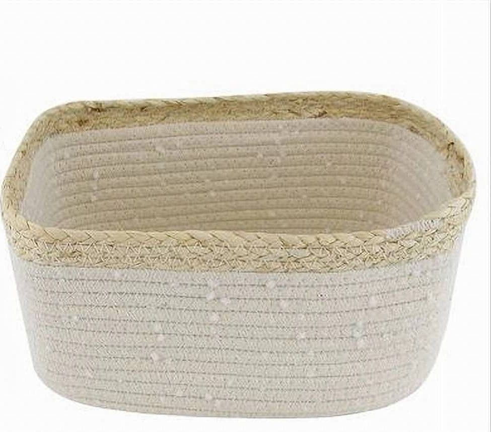 CESTINO PORTA BIANCHERIA OGGETTI IN VIMINI INTRECCIATO BICOLORE 30X22X14CM 10676 in Cestini da scaffale Trade Shop italia - Napoli, commercioVirtuoso.it
