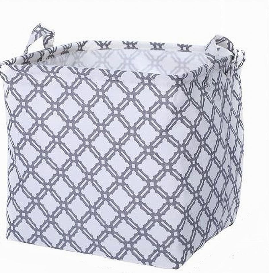 CESTO CONTENITORE PORTA BIANCHERIA BUCATO MANICI TESSUTO GRIGIO 33X33X31CM 79206