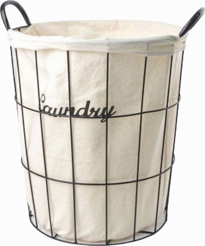 CESTO CONTENITORE PORTA BIANCHERIA TESSUTO CON STRUTTURA IN METALLO BAGNO 10629