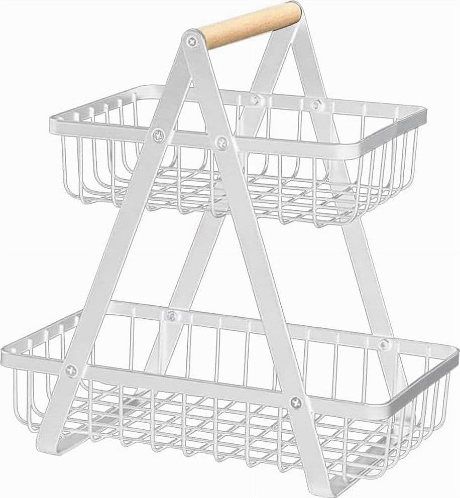 CESTO IN METALLO 2 LIVELLI PORTATILE CUCINA SCAFFALE DOCCIA FRUTTA VERDURE BAGNO in Carrelli porta oggetti Trade Shop italia - Napoli, commercioVirtuoso.it