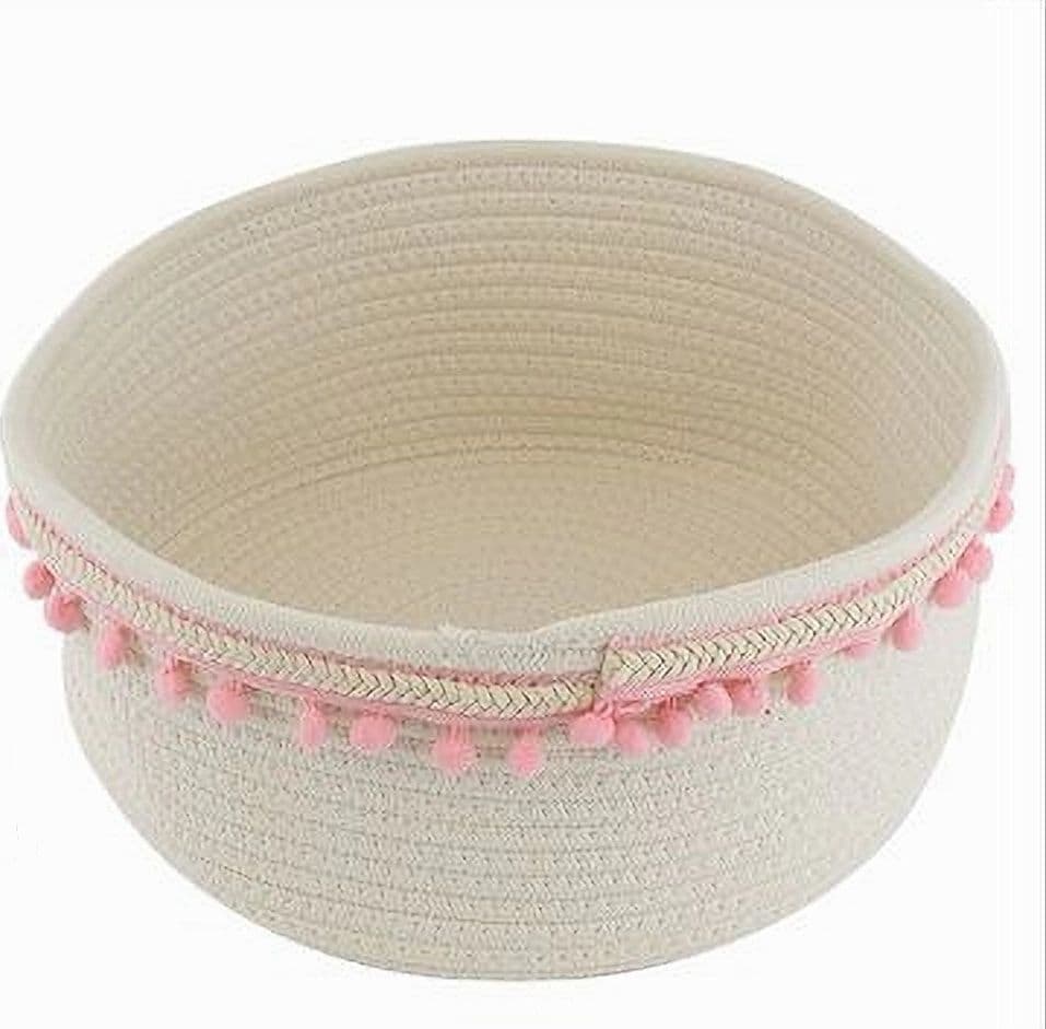 CESTO PORTA OGGETTI PER BIANCHERIA IN CORDA PON PON ROSA CESTINO 22X9.5 CM 10666 in Ceste per la biancheria Trade Shop italia - Napoli, commercioVirtuoso.it
