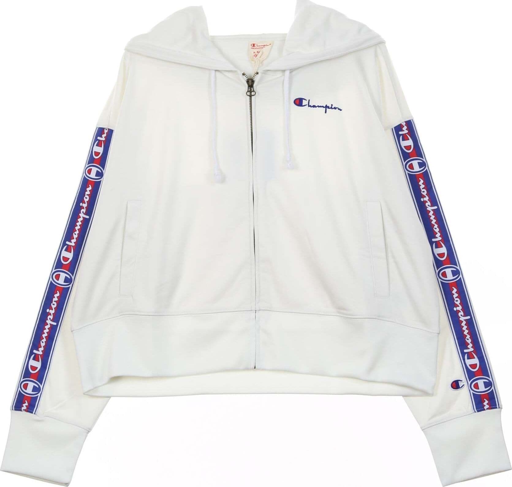 CHAMPION-Felpa-Cappuccio-Corta-Donna-Full-Zip-Top-White-da-donna