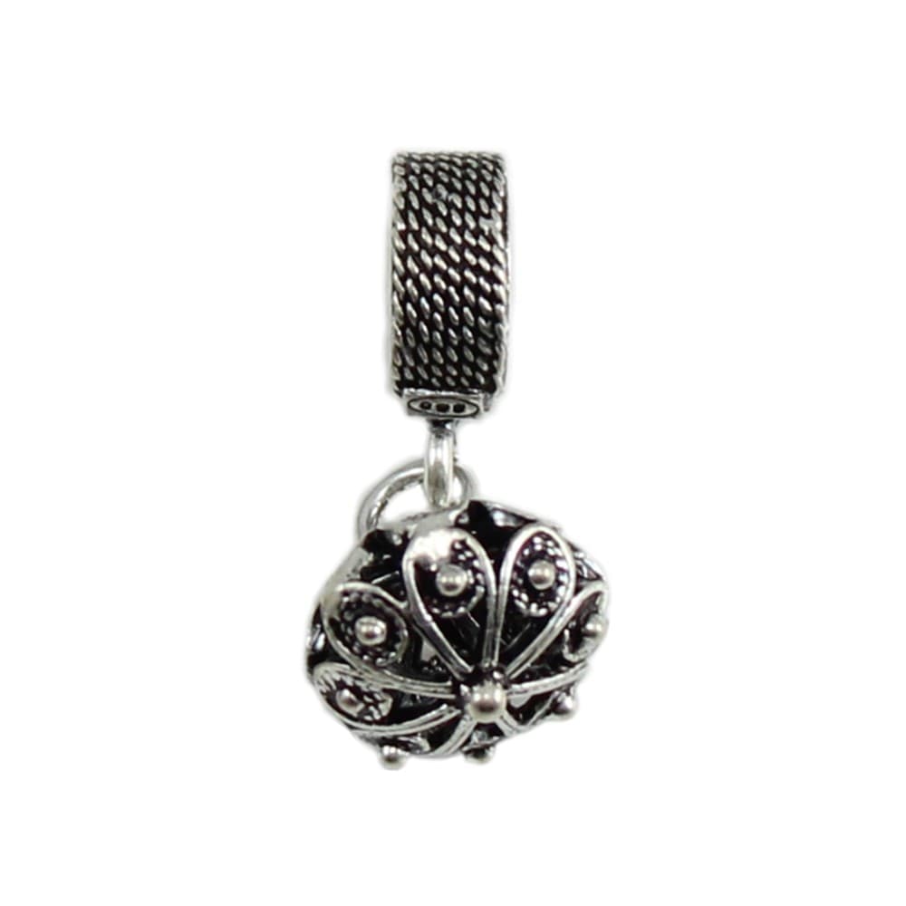 Charm bottone sardo in argento brunito per bracciale base Filu & Trama in Bead Charm Gioielleria Saba - Dolianova, commercioVirtuoso.it