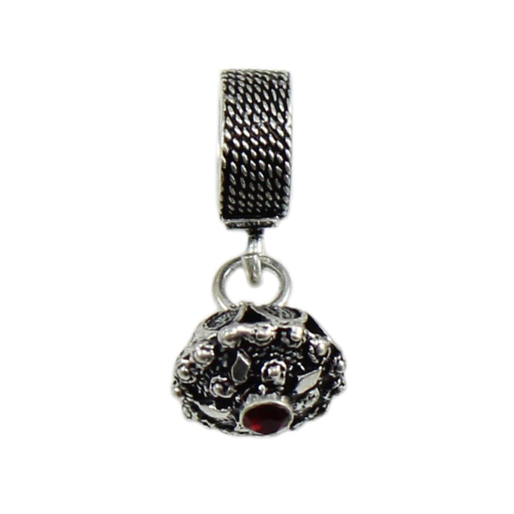 Charm bottone sardo con pietra in argento brunito per bracciale base Filu & Trama in Bead Charm Gioielleria Saba - Dolianova, commercioVirtuoso.it